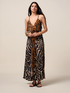Long dress in patterned satin image number 0