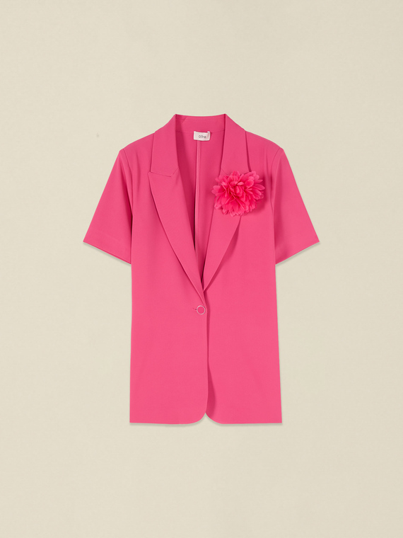 Blazer manches courtes avec application florale