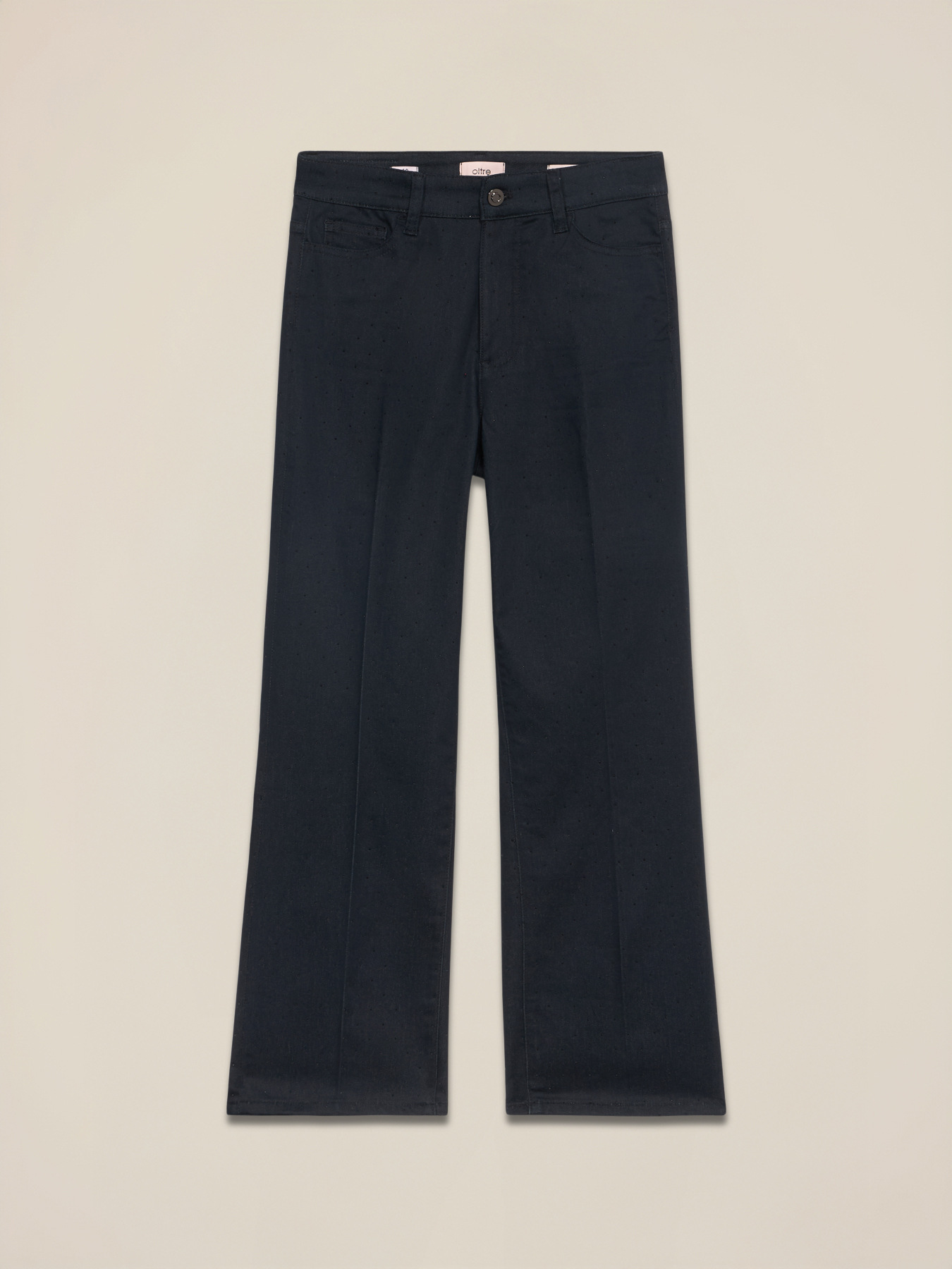 Regular denim pants with micro crystals image number 4