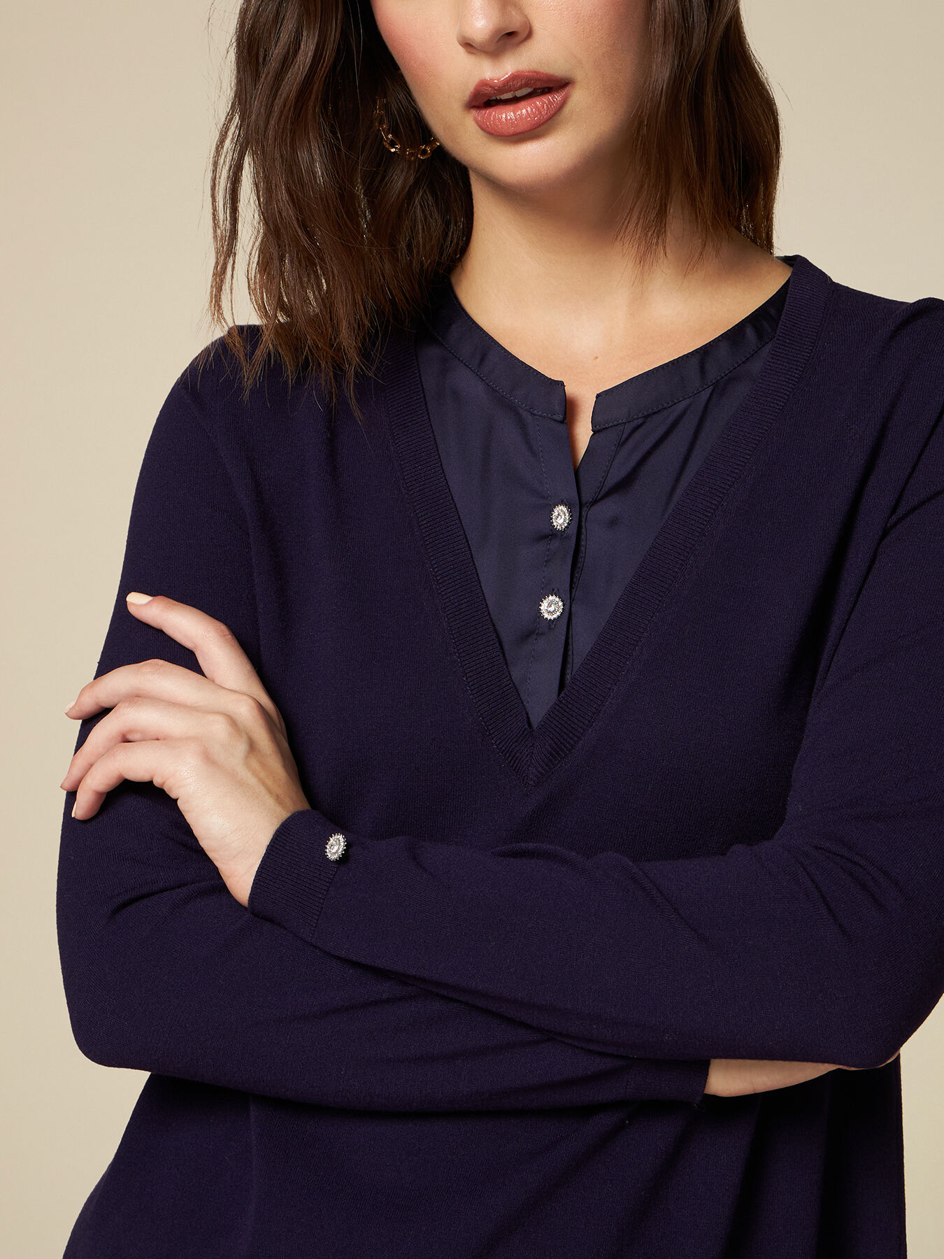 Shirt with satin parts image number 2