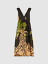 Langes Kleid aus gemustertem Satin image number 3