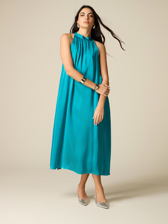 Long A-line dress in satin