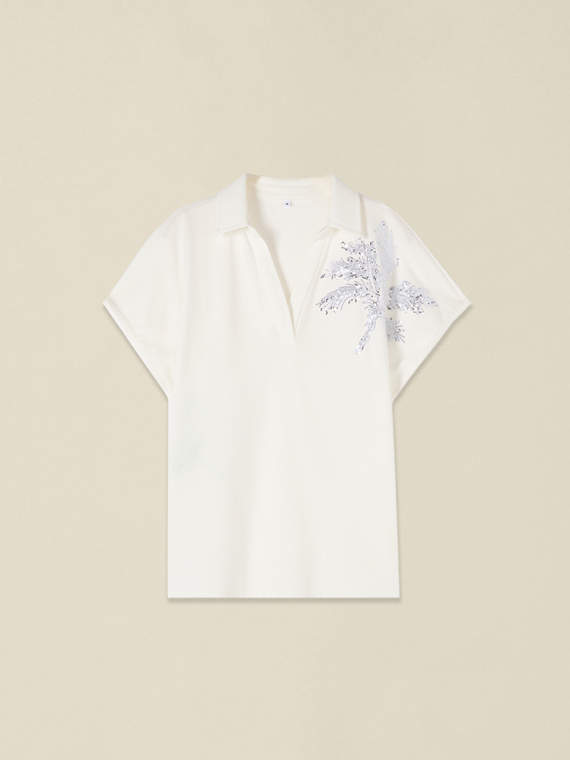 Polo mit Stickerei und Pailletten