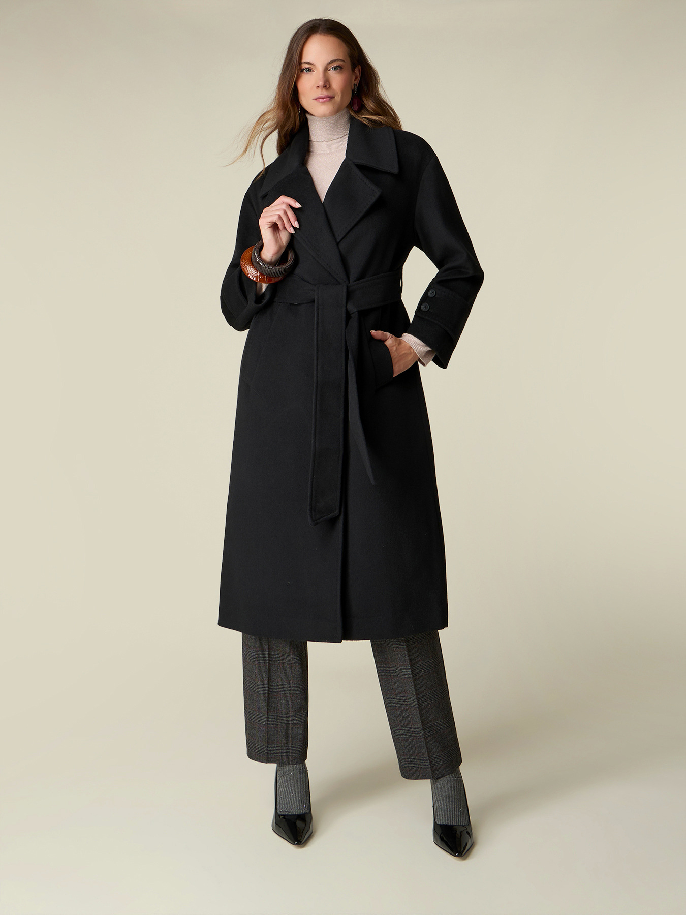 Manteau crois&eacute; en m&eacute;lange de laine image number 0