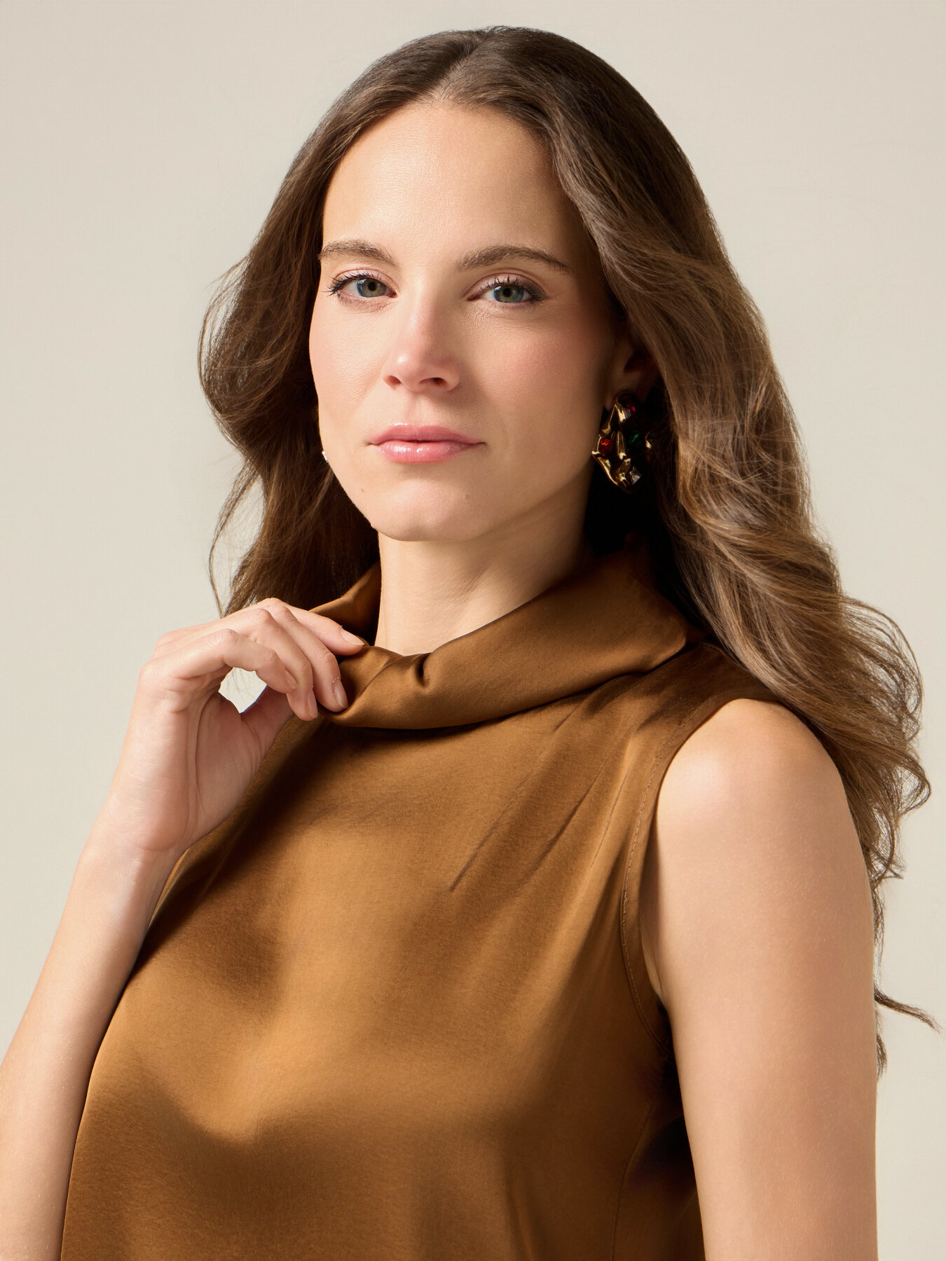 Satin top with high neck image number 2