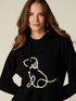 Hooded sweater with crystal embroidery image number 2