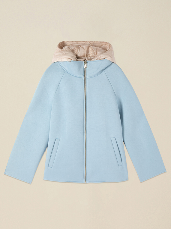 Short scuba coat with quilted panels