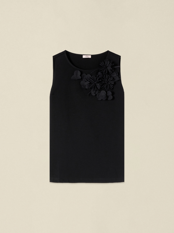 Top en coton avec applications florales