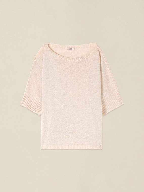 Pulover din amestec de viscoză cu decupaje