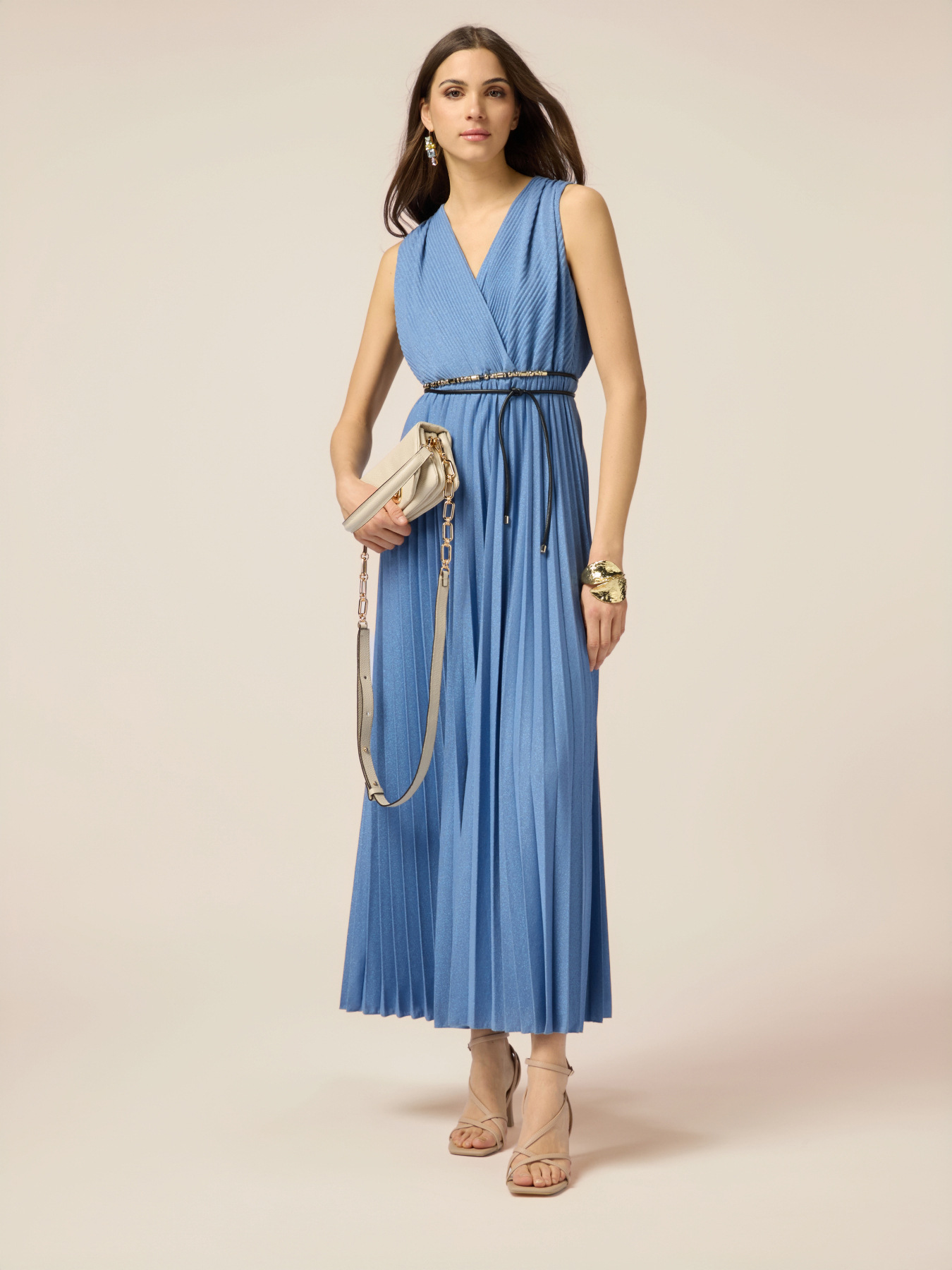 Vestito lungo lurex pliss&eacute; image number 3