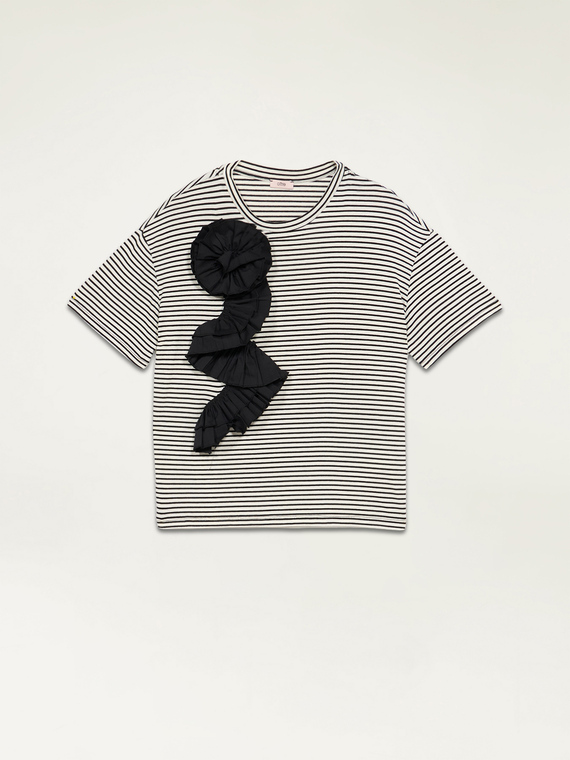 Striped T-shirt with ruffles