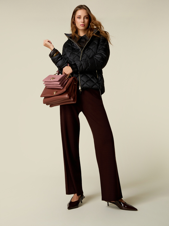 Knitted palazzo pants with stone details