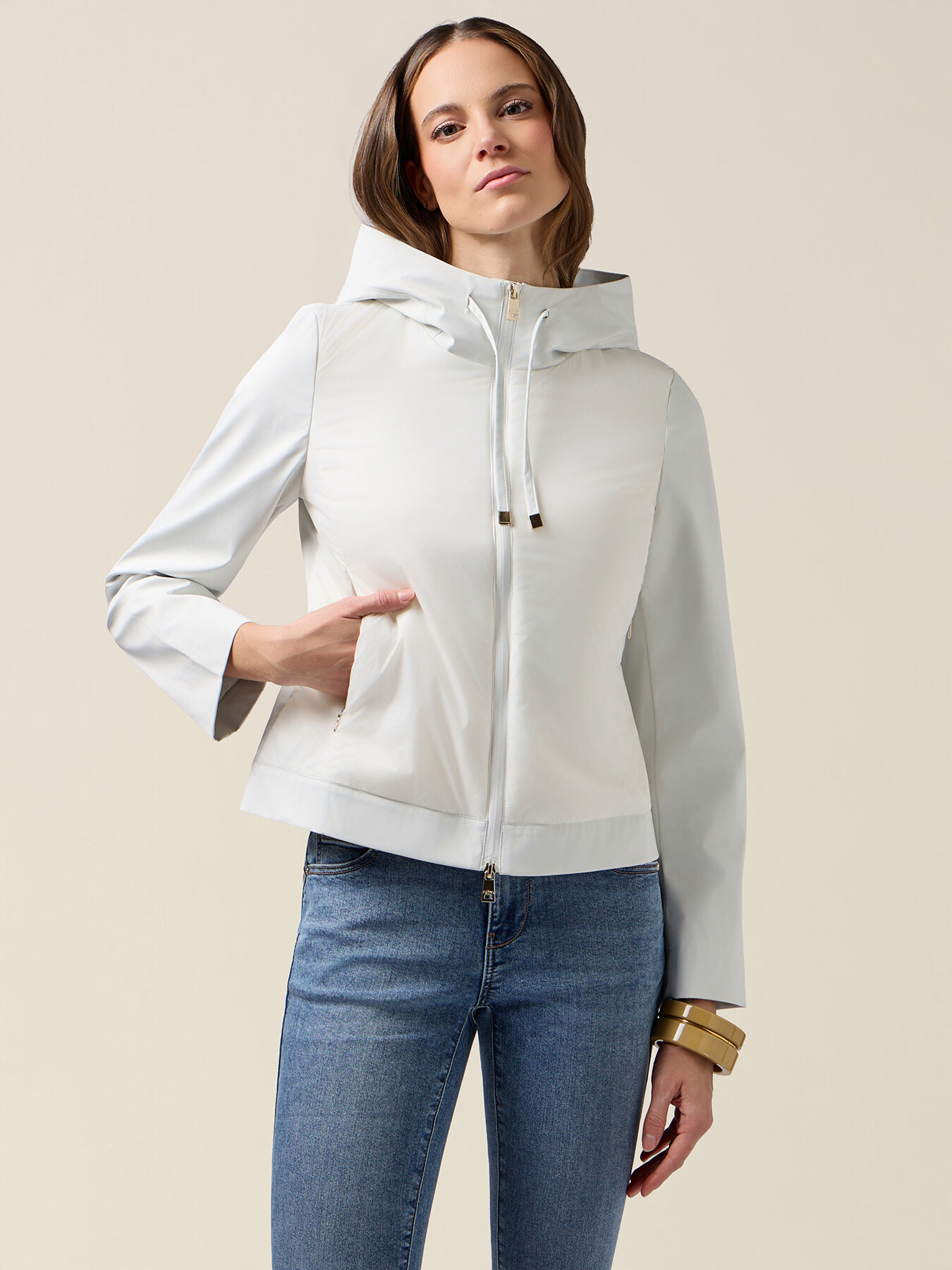 Lightweight combined puffer jacket image number 0