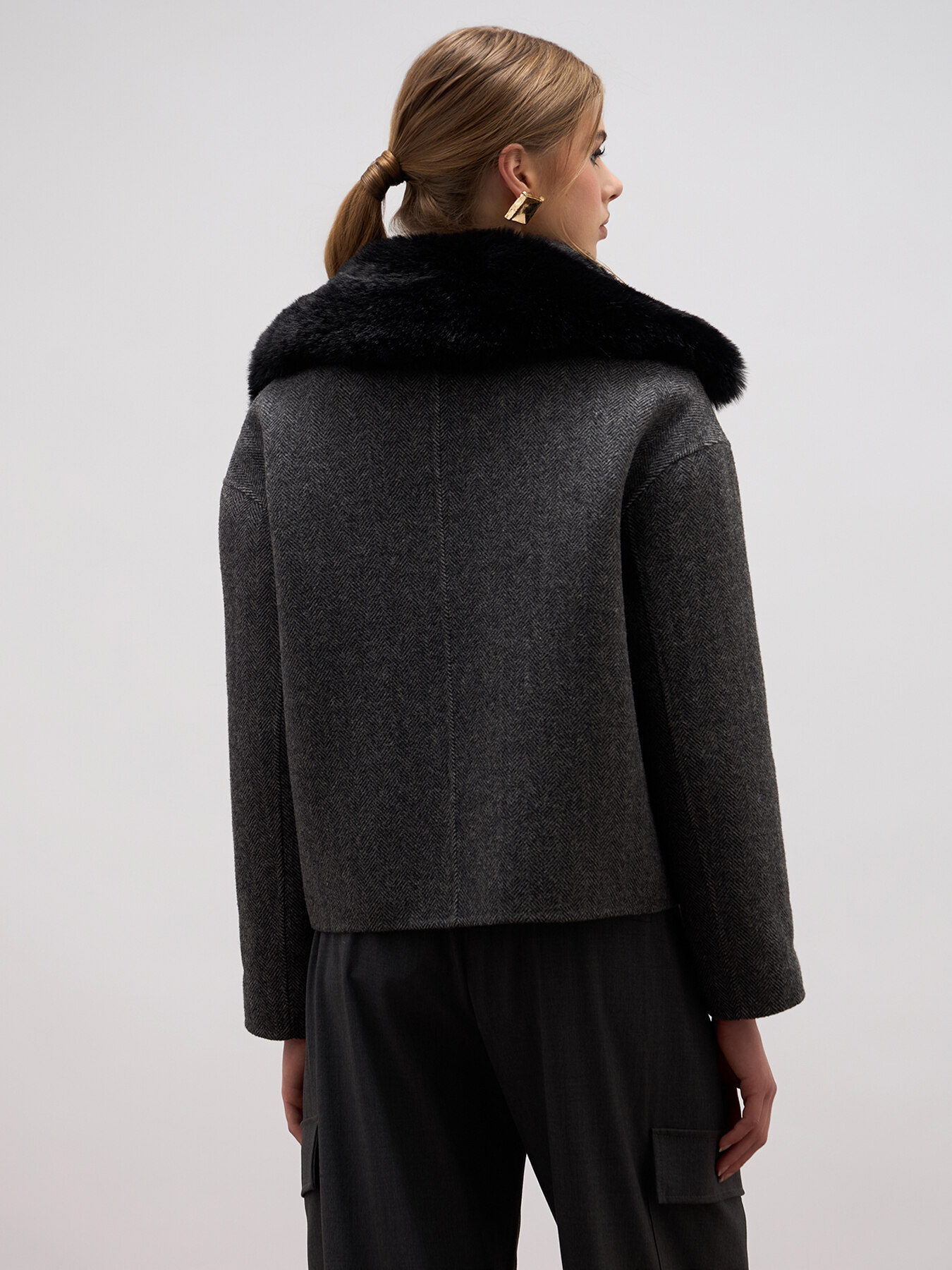 Short coat with jewel patch