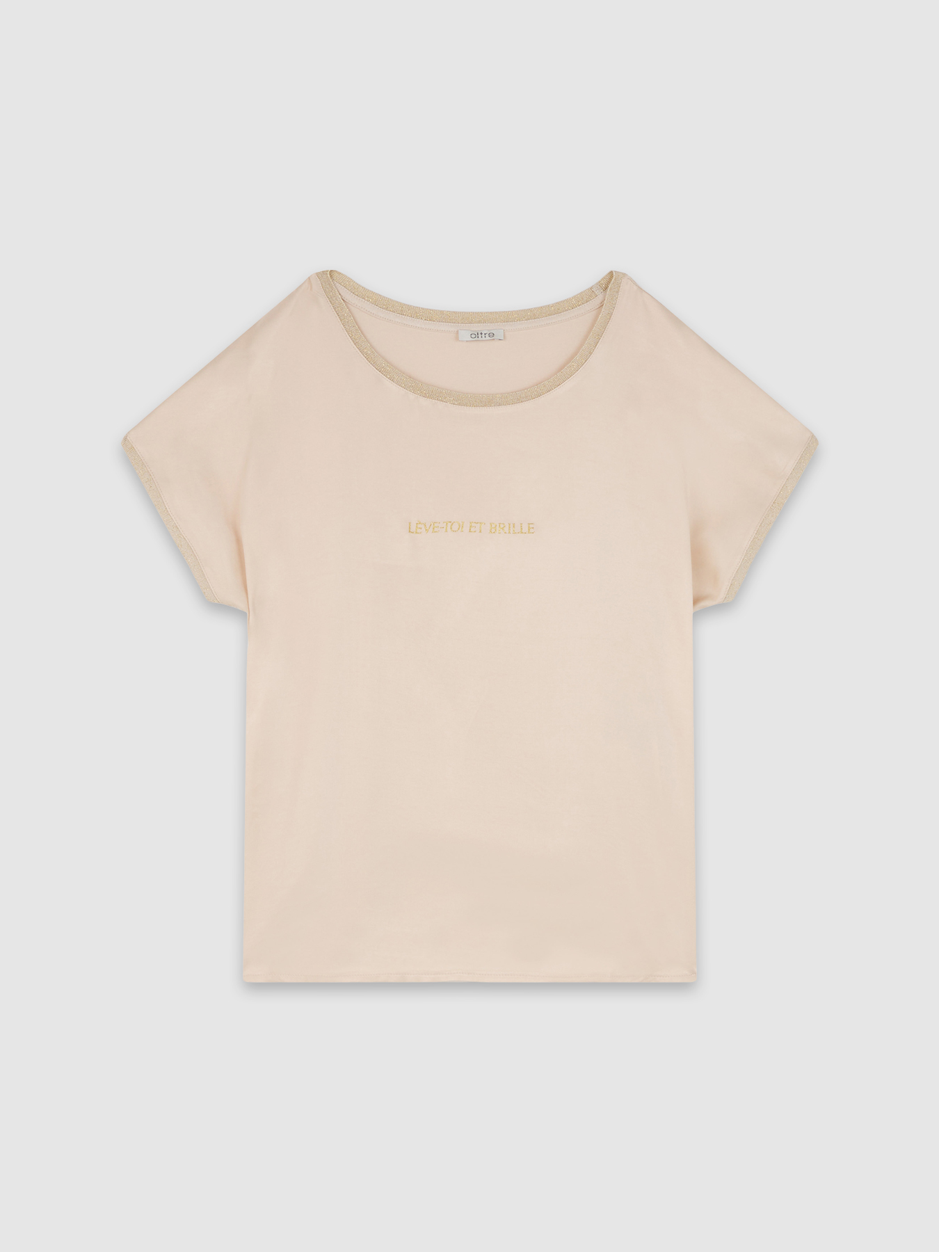 Dual-fabric T-shirt with lettering image number 3
