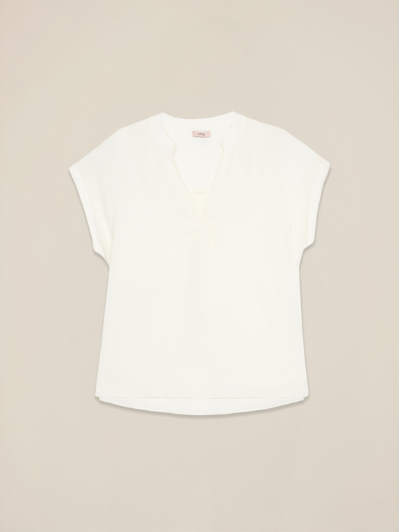 Blusa in viscosa con profili in raso