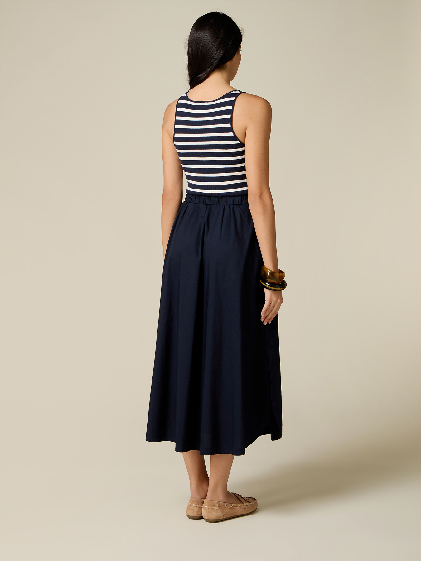 Two-tone dress with striped top image number 1