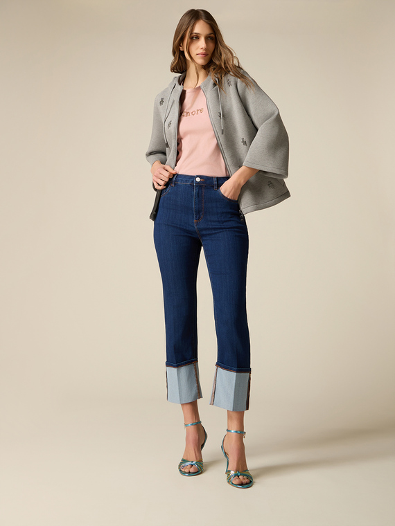 Cropped jeans with turn-up