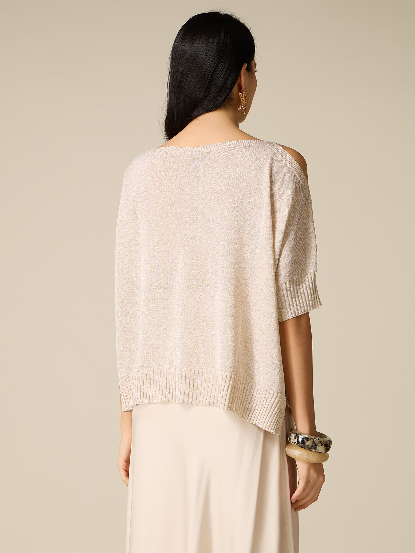 Pulover din amestec de viscoză cu decupaje image number 1