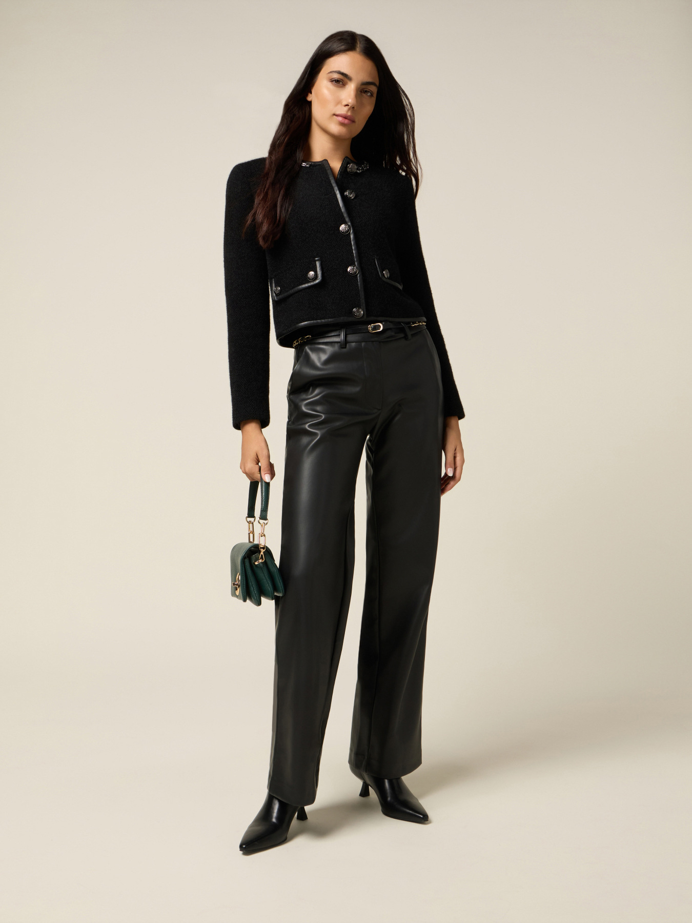 Synthetic fabric trousers image number 0