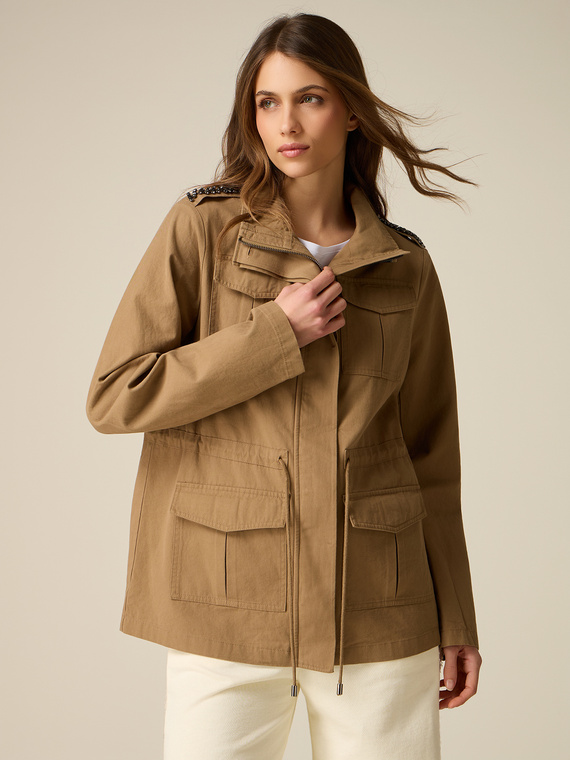 Cotton jacket with jewel detail