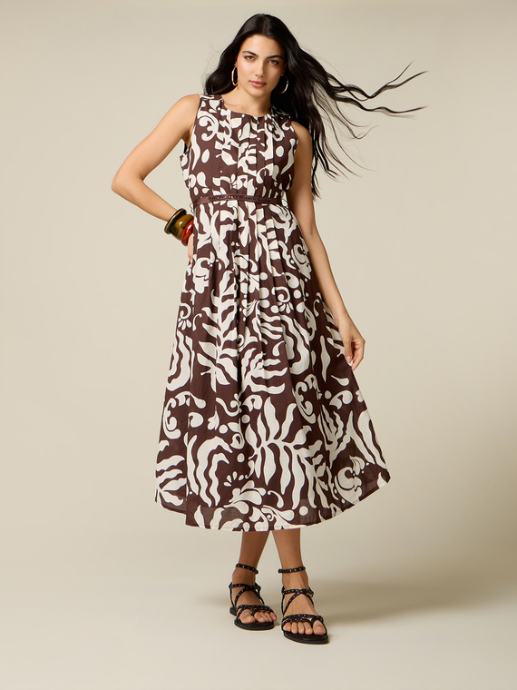 Robe &eacute;vas&eacute;e en coton &agrave; motifs