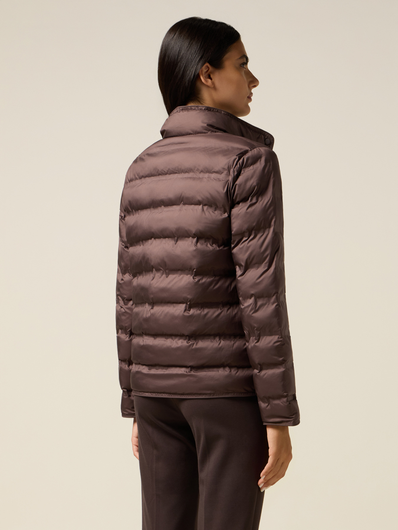 Nylon puffer jacket with high collar image number 1