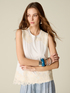 Jersey top with lace inserts image number 0