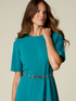 Flared dress with metal belt image number 2