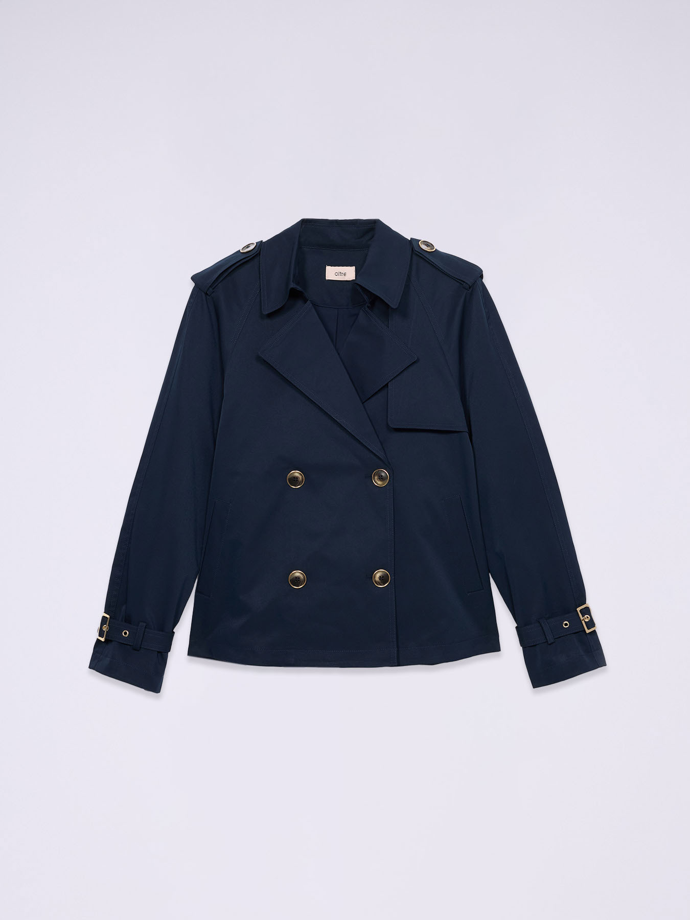 Short double-breasted trench coat image number 3