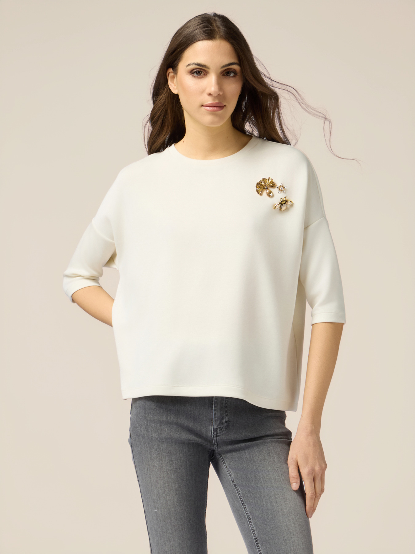 Scuba T-shirt with jewel appliqu&eacute;s image number 0