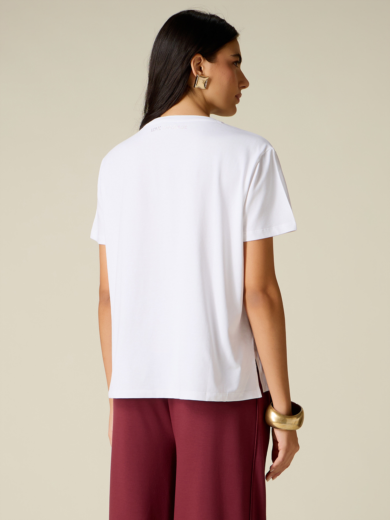 T-shirt in jersey con micro cristalli image number 1