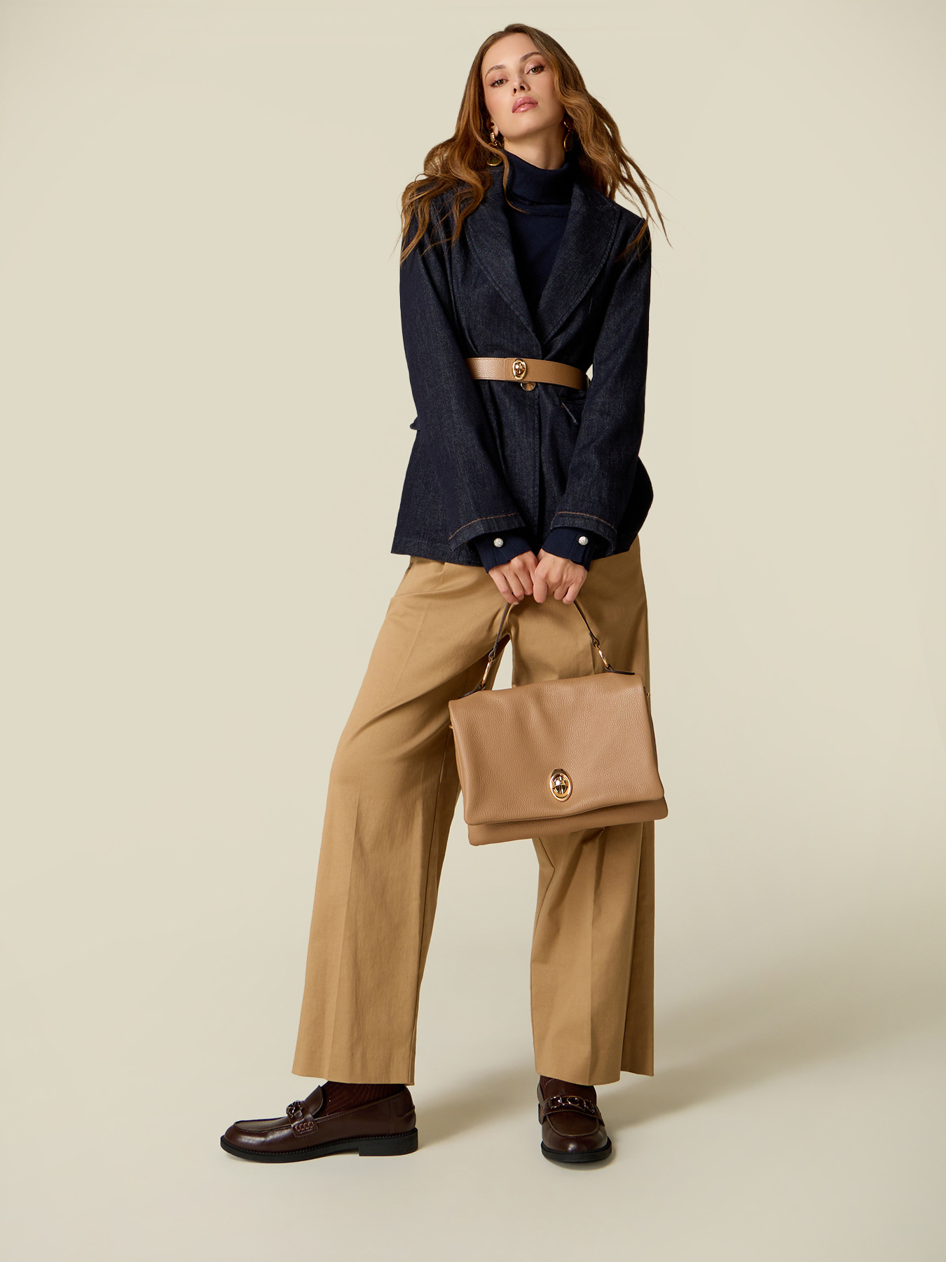 Pantaloni cropped din amestec de lyocell image number 0