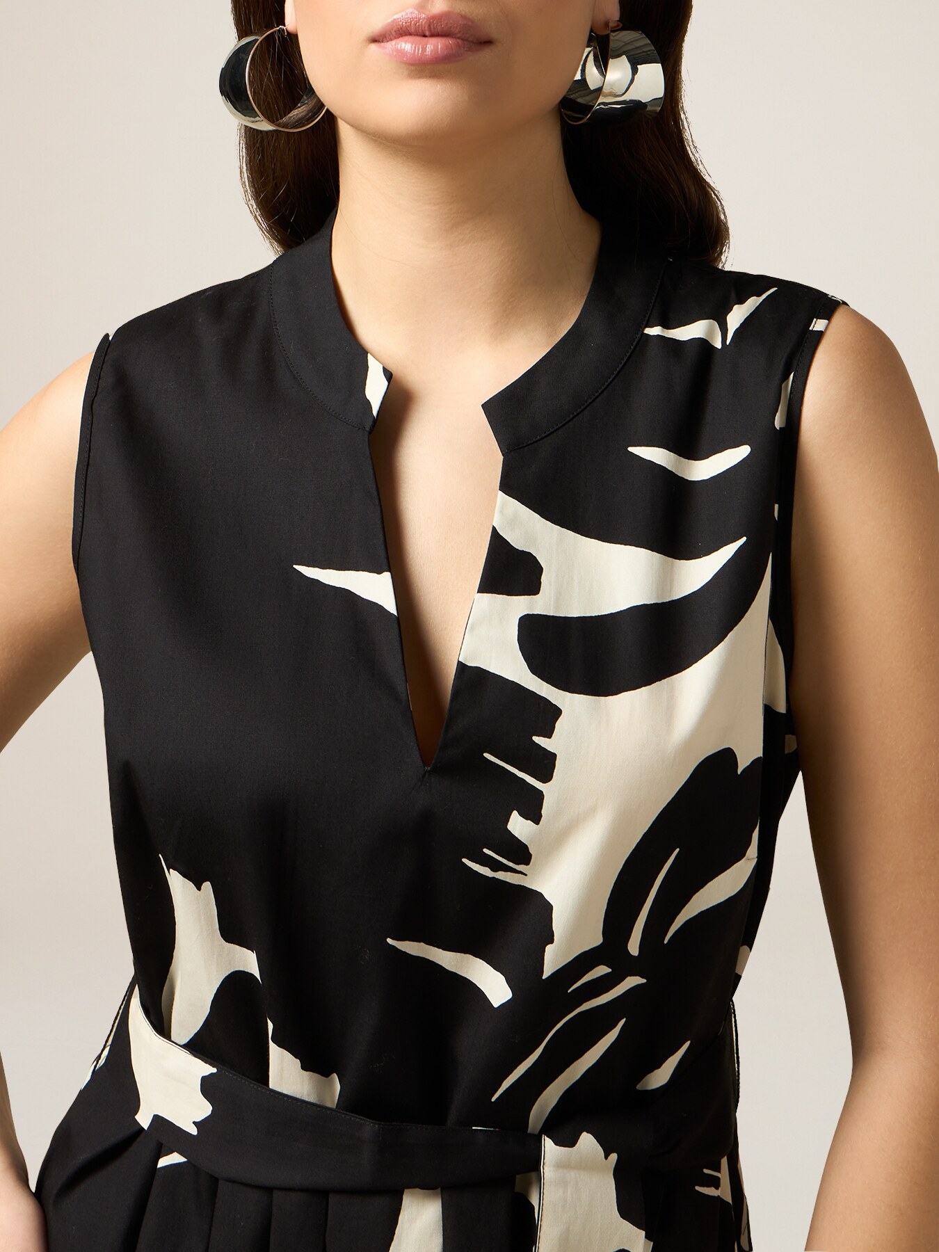 Flare-Kleid aus Popeline mit Muster image number 2