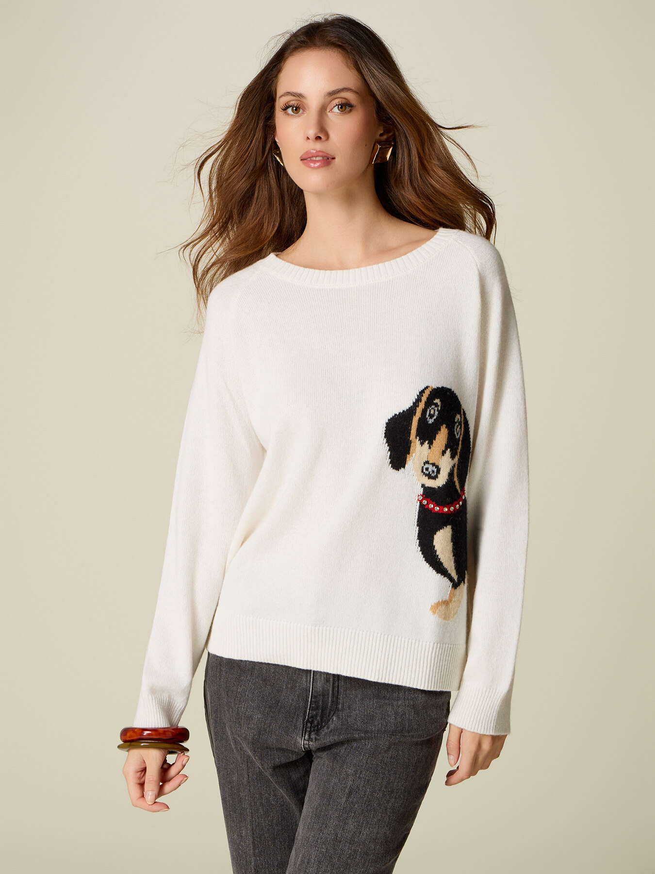 Jacquard-pattern sweater with stud embellishments image number 0