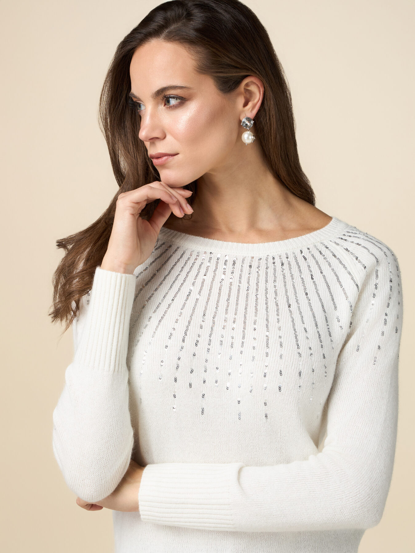 Wool blend sweater with sequins image number 2