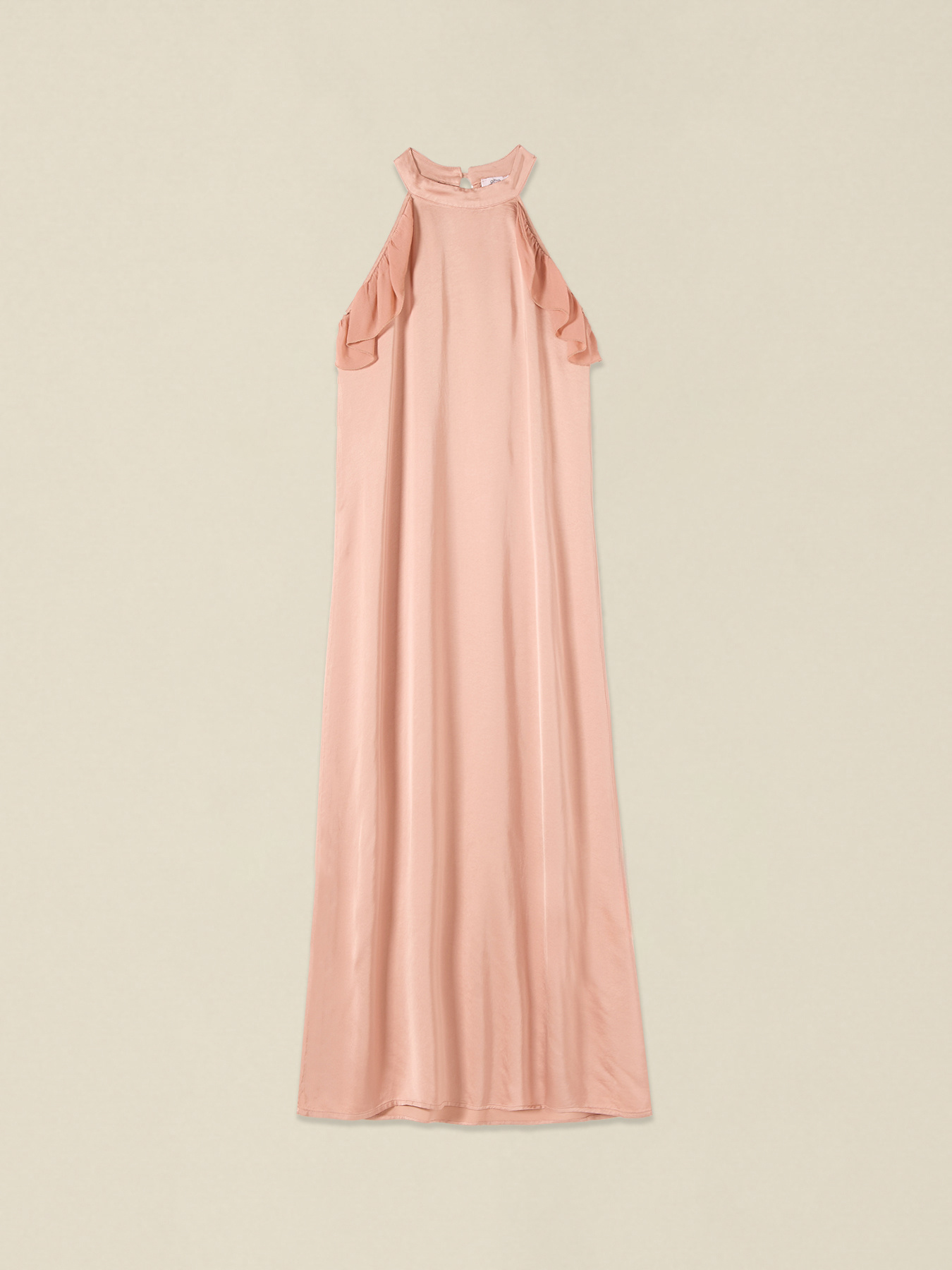 Long satin dress with ruffle image number 3
