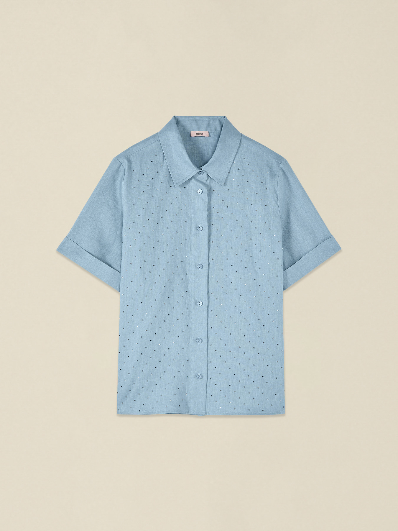 Camicia in lino con cristalli image number 3