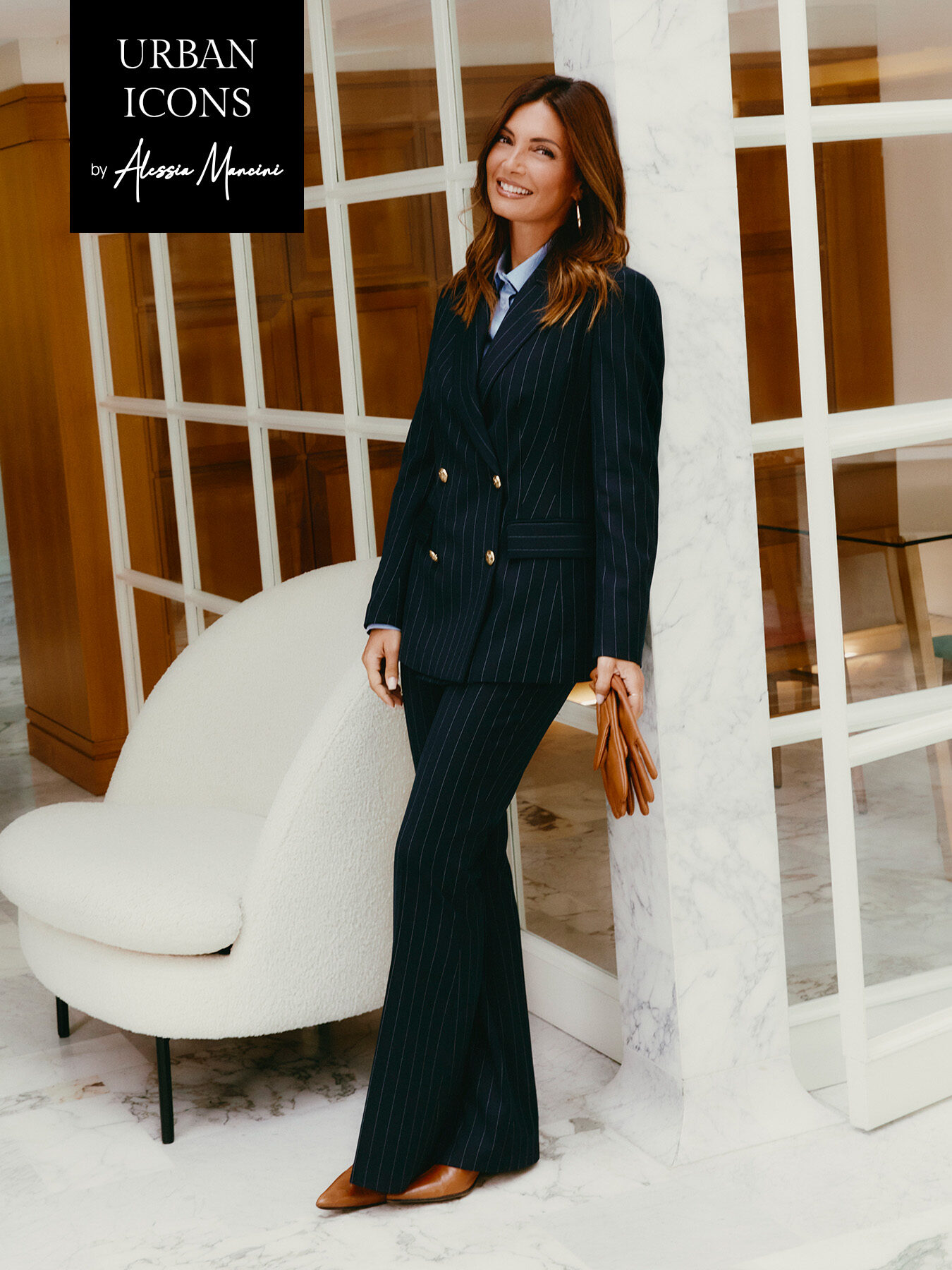 Double-breasted pinstripe blazer image number 0