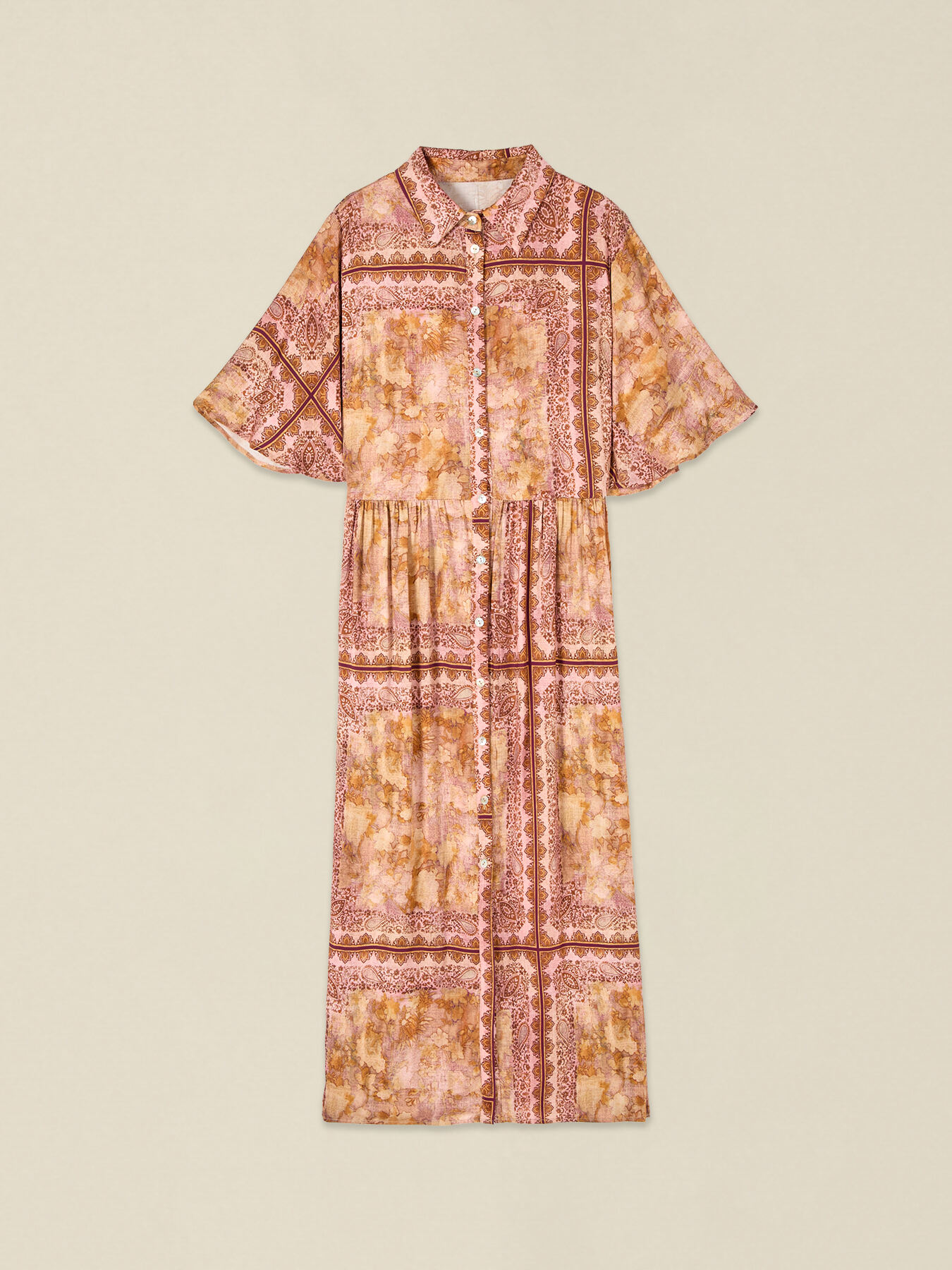 Viscose patterned shirt dress image number 3