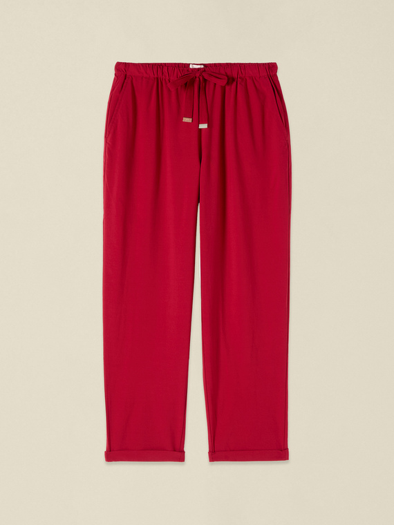 Cropped trousers in viscose blend canvas