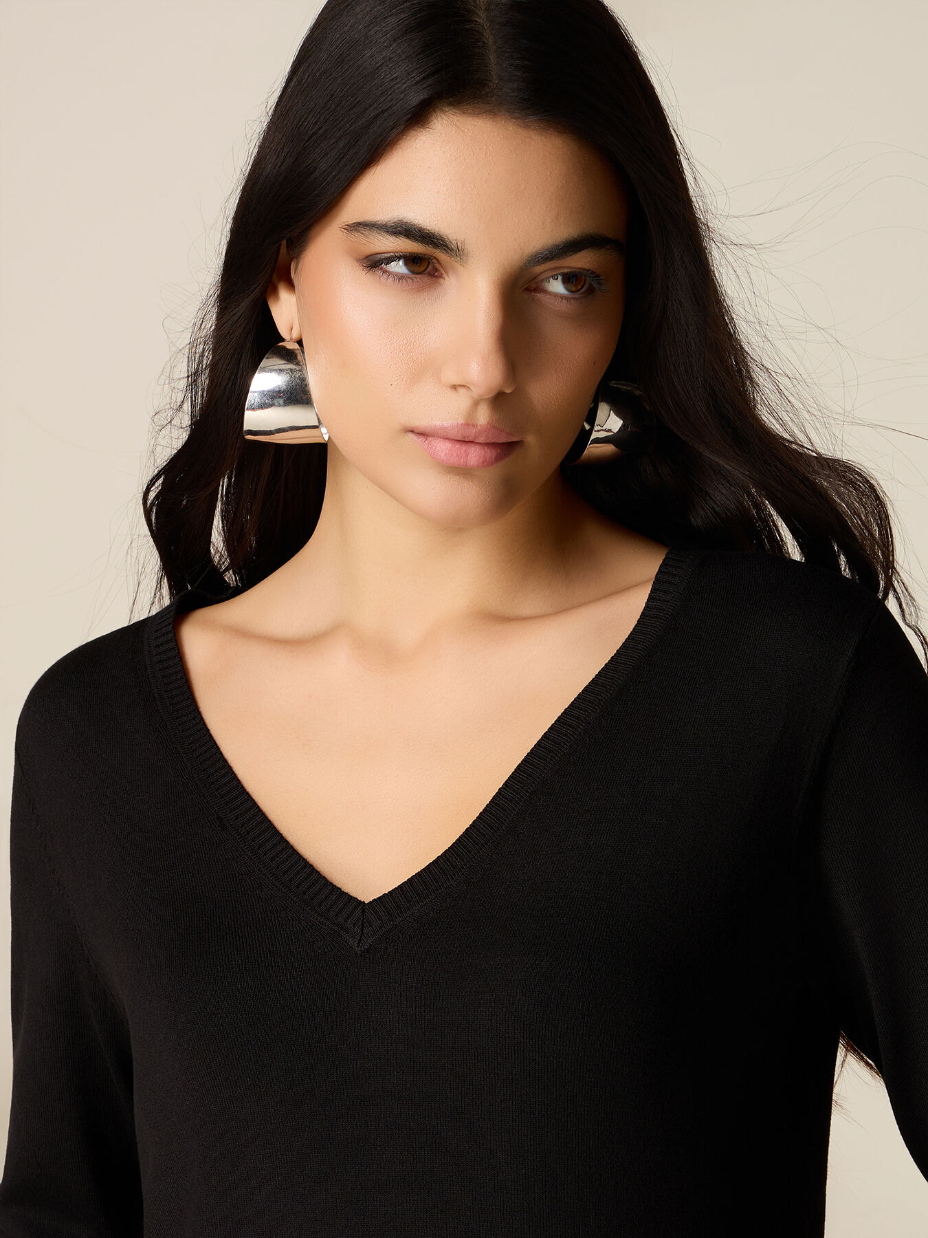 Pull m&eacute;lange viscose col en V image number 2