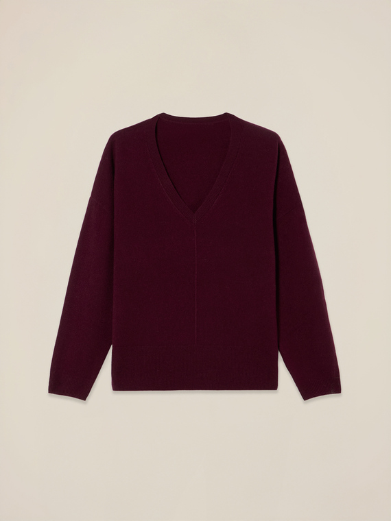 Pure wool sweater with V-neck