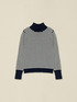 Rollkragenpullover mit Streifenmuster aus Cashmere-Mix mit Juwelenkn&ouml;pfen image number 3