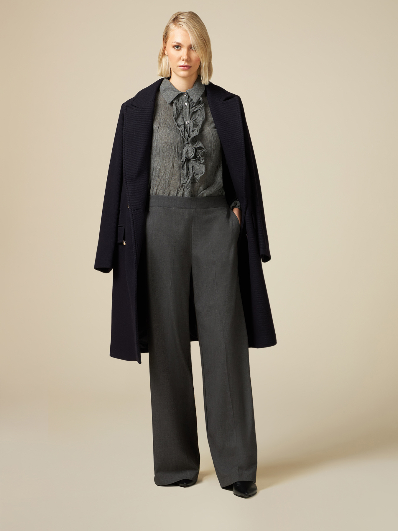 Camicia stropicciata in garza misto lana image number 3