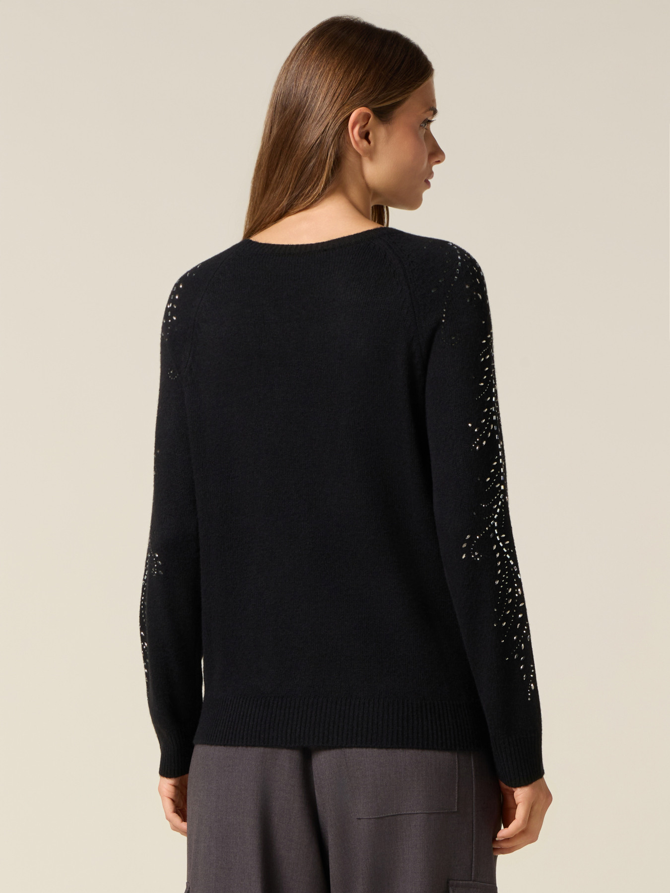 Maglia misto cashmere con pizzo image number 1