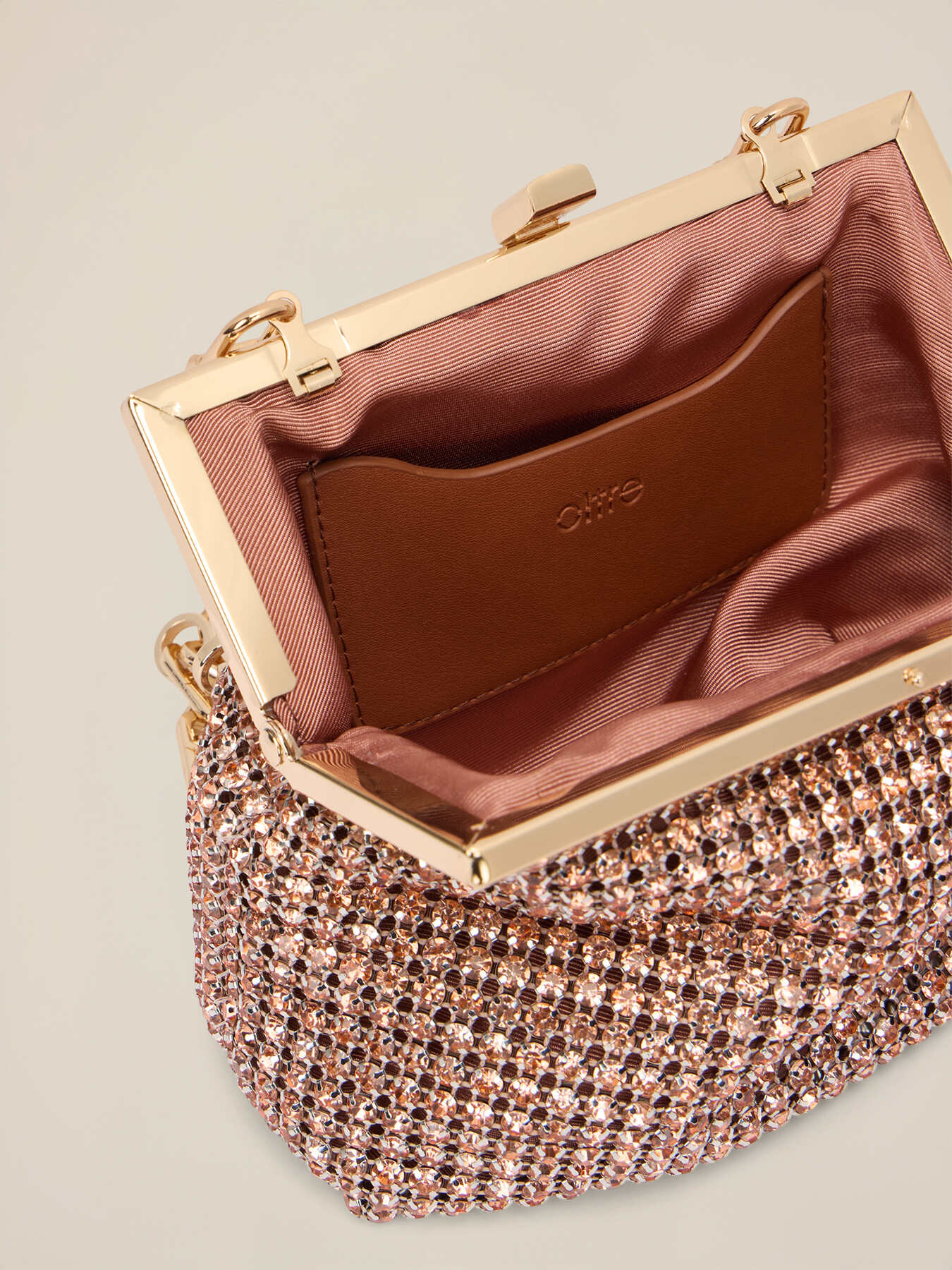 Clutch con cristalli e chiusura a scatto image number 4