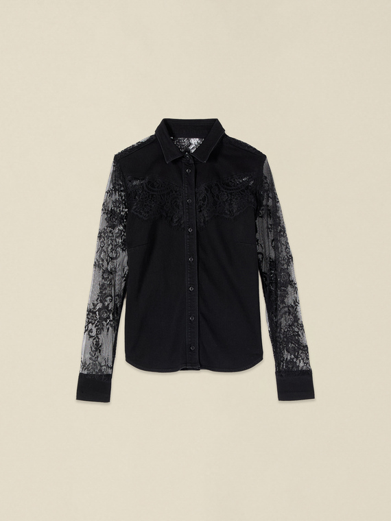 Denim and lace shirt