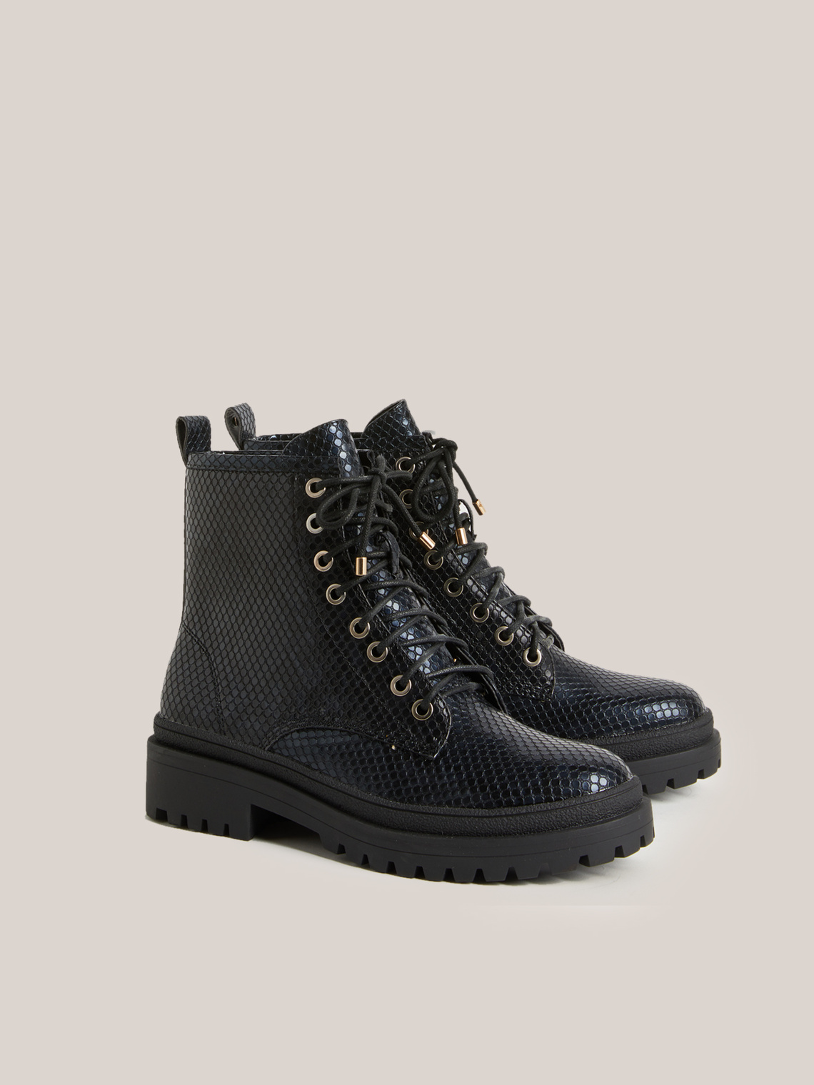 snakeskin biker boots