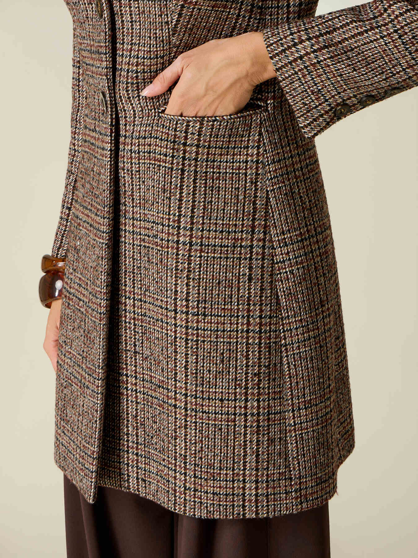 Check mixed wool patterned coat image number 2